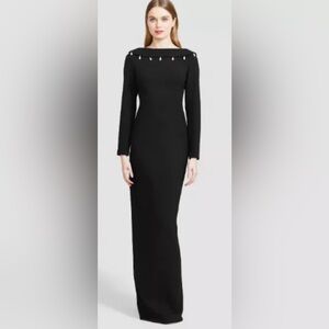 LELA ROSE Faux Pearl-Detailed Low-Back Gown